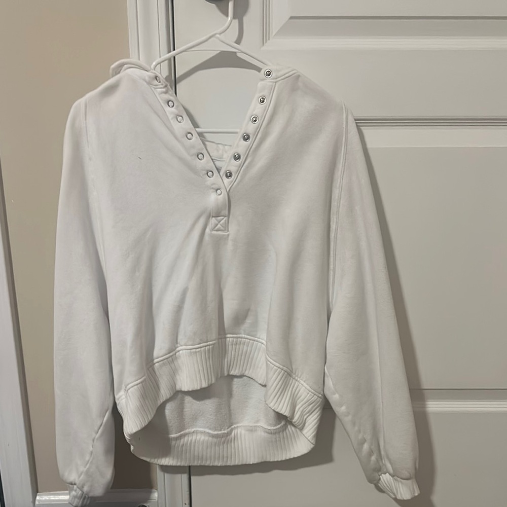Aerie White Sweater with Button Detail